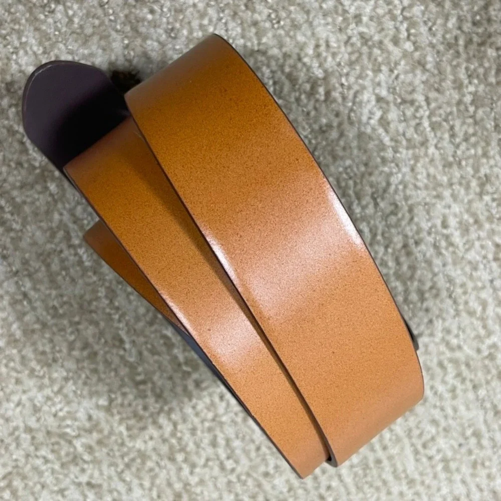 Gap‎ Classic Trouser Belt Mens 42 Cognac Orange Bonded Leather Preppy Academia
